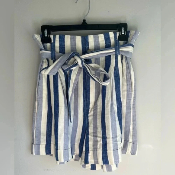 Madewell Paperbag shorts blue striped size 2‎ - Picture 2 of 6